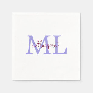 simple minimal add name monogram pink red throw napkin
