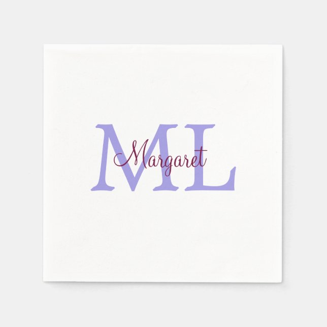 simple minimal add name monogram pink red   throw  napkin (Front)