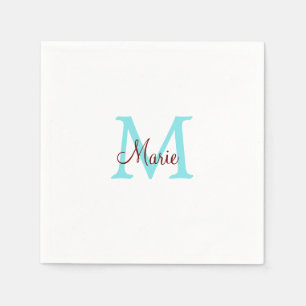 simple minimal add name monogram pink red throw napkin