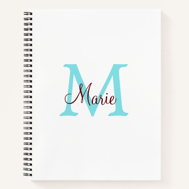 simple minimal add name monogram pink red   throw  notebook (Front)