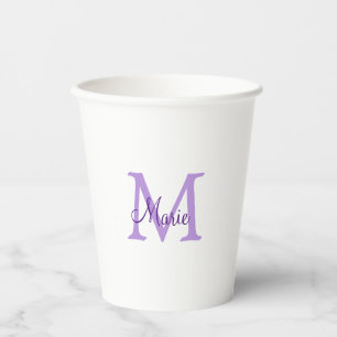 simple minimal add name monogram pink red   throw  paper cups