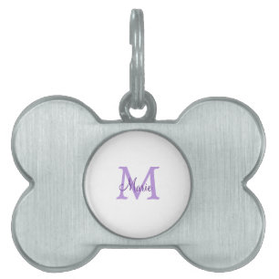 simple minimal add name monogram pink red throw pet ID tag