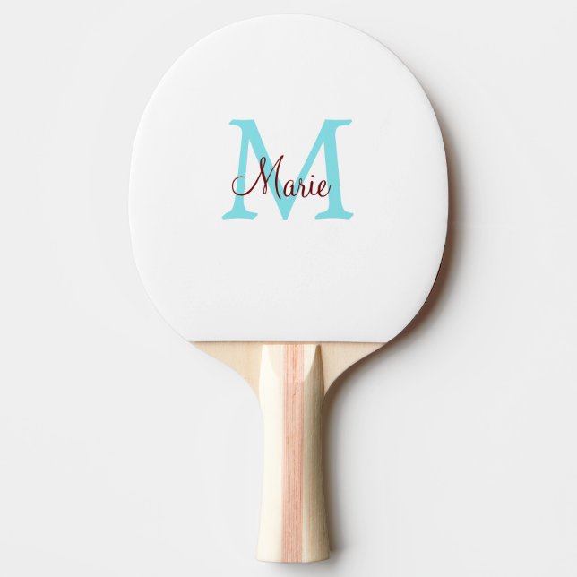 simple minimal add name monogram pink red   throw  ping pong paddle (Front)