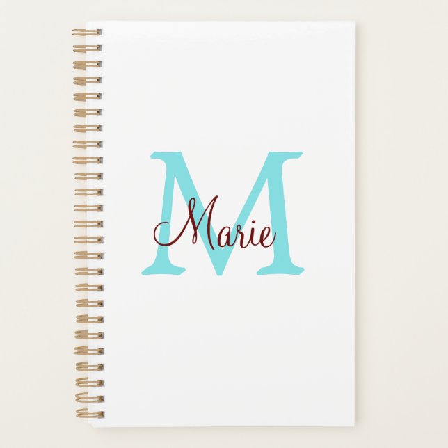 simple minimal add name monogram pink red   throw  planner (Front)