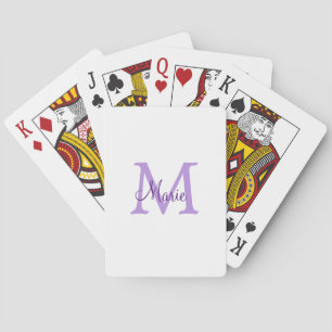 simple minimal add name monogram pink red throw playing cards