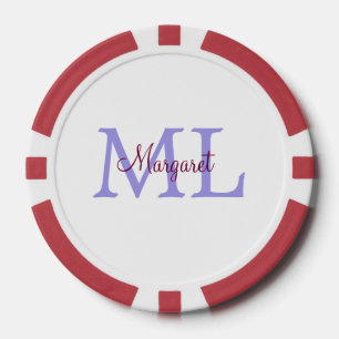 simple minimal add name monogram pink red throw poker chips