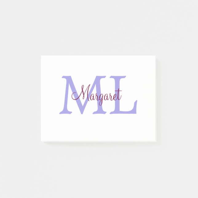 simple minimal add name monogram pink red   throw  post-it notes (Front)