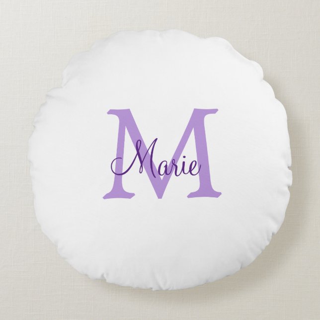 simple minimal add name monogram pink red   throw  round cushion (Front)