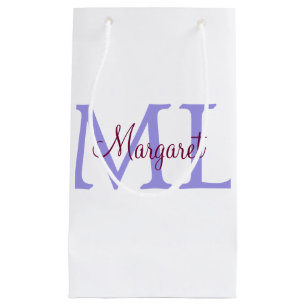 simple minimal add name monogram pink red throw small gift bag
