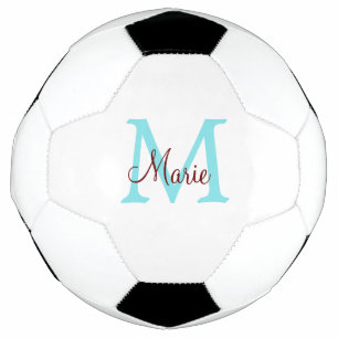 simple minimal add name monogram pink red throw soccer ball