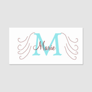 simple minimal add name monogram pink red   throw tag