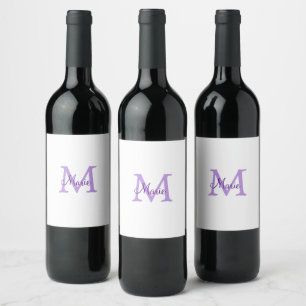 simple minimal add name monogram pink red   throw  wine label