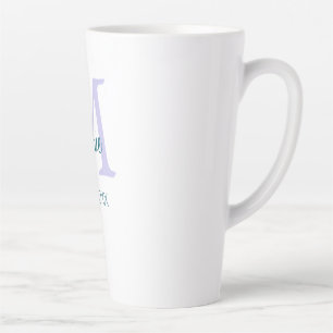simple minimal add name monogram purple green date latte mug