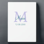 simple minimal add name monogram purple green date plaque<br><div class="desc">beautiful design</div>