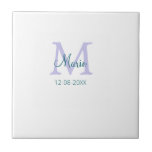 simple minimal add name monogram purple green date tile<br><div class="desc">beautiful design</div>
