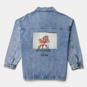 Simple minimal add name photo bridesmaid gift denim jacket
