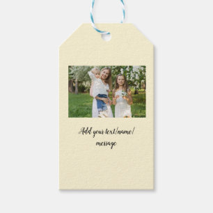 simple minimal add our photo collage name text gift tags