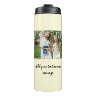 simple minimal add our photo collage name text     thermal tumbler