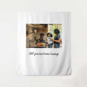 simple minimal add photo collage name family mom tapestry