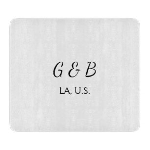 SIMPLE MINIMAL add your couple name city name text Cutting Board