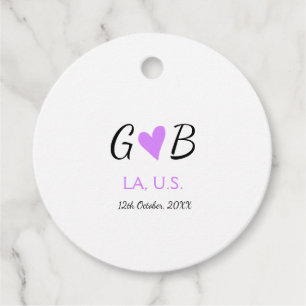 SIMPLE MINIMAL add your couple name city name text Favour Tags