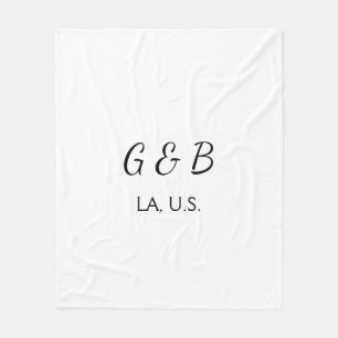 SIMPLE MINIMAL add your couple name city name text Fleece Blanket