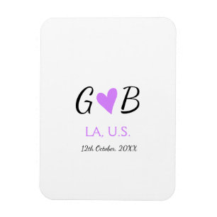 SIMPLE MINIMAL add your couple name city name text Magnet