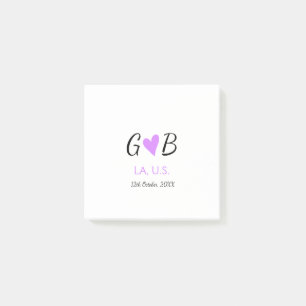 SIMPLE MINIMAL add your couple name city name text Post-it Notes