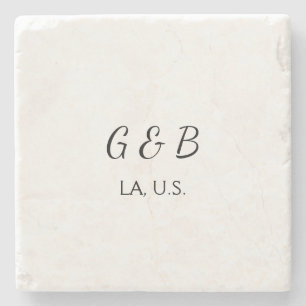 SIMPLE MINIMAL add your couple name city name text Stone Coaster