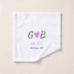 SIMPLE MINIMAL add your couple name city name text Wash Cloth