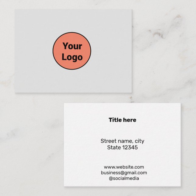 SIMPLE MINIMAL ADD YOUR LOGO CUSTOM TEXT HERE BUSI CARD (Front/Back)