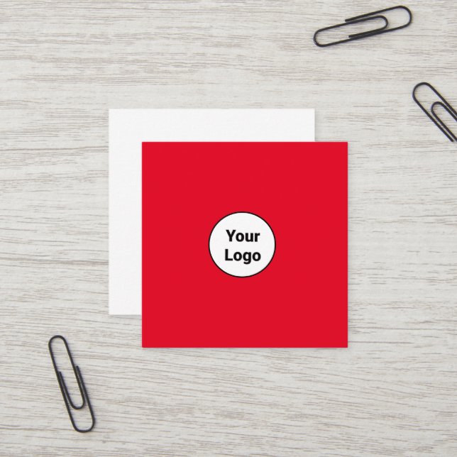 SIMPLE MINIMAL ADD YOUR LOGO CUSTOM TEXT HERE BUSI SQUARE BUSINESS CARD (Front/Back In Situ)