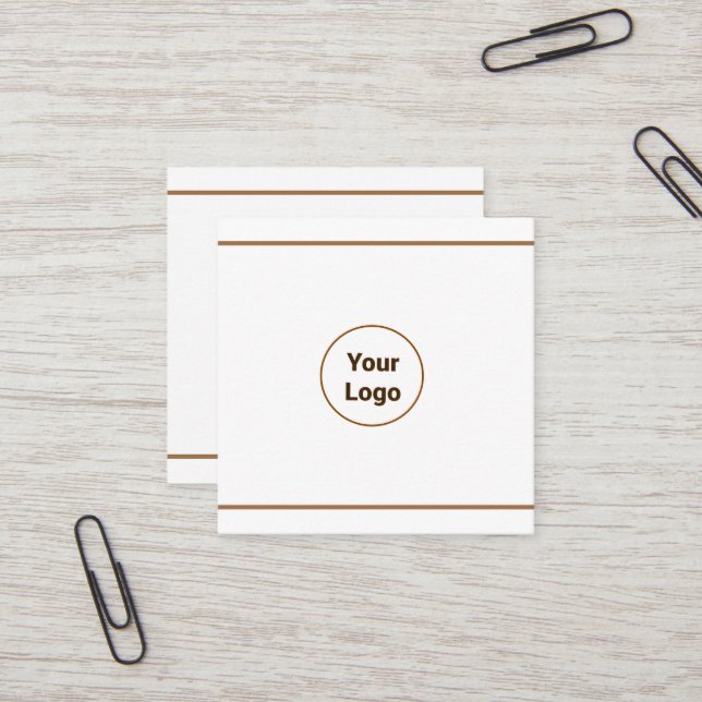 SIMPLE MINIMAL ADD YOUR LOGO CUSTOM TEXT HERE BUSI SQUARE BUSINESS CARD (Front/Back In Situ)