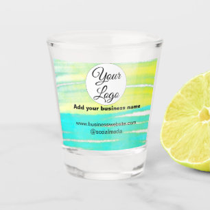 simple minimal add your logo/design BLUE YELLOW T Shot Glass