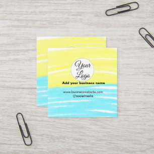 simple minimal add your logo/design BLUE YELLOW  T Square Business Card