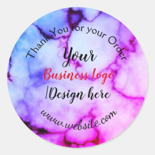 simple minimal add your logo/design here marble cl classic round sticker