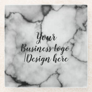 simple minimal add your logo/design here marble  s glass coaster