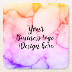 simple minimal add your logo/design here marble s square paper coaster