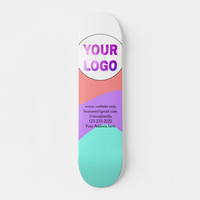 simple minimal add your logo/design here text   cl skateboard (Front)