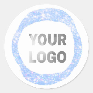simple minimal add your logo/design here text glit classic round sticker