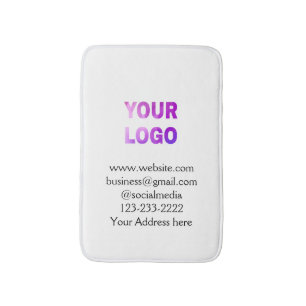 simple minimal add your logo/design here text pos bath mat