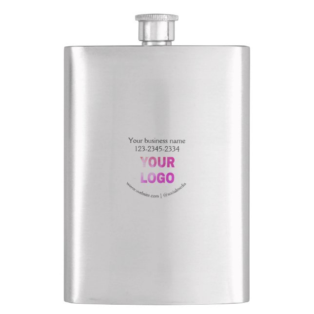 simple minimal add your logo/design here text  pos hip flask (Front)