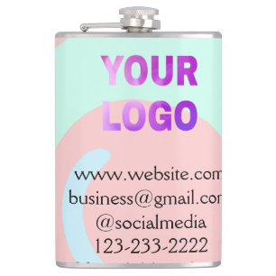 simple minimal add your logo/design here text  pos hip flask