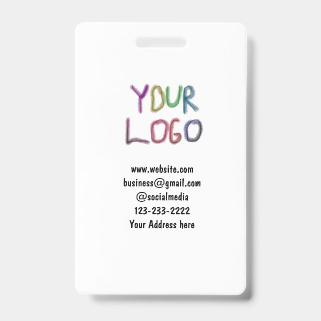 simple minimal add your logo/design here text  pos ID badge (Front)