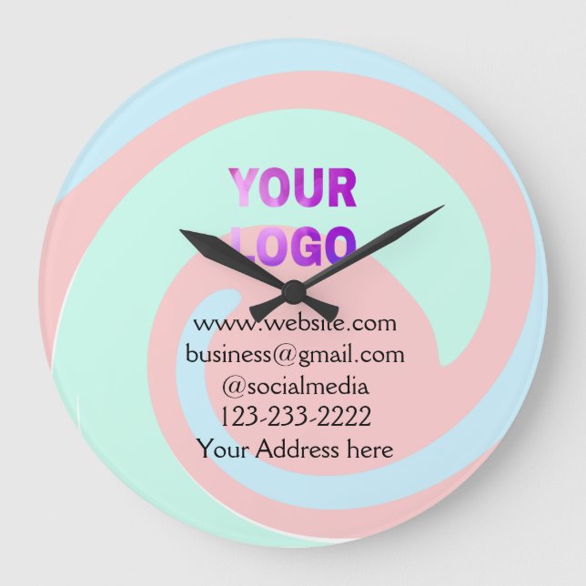 simple minimal add your logo/design here text  pos large clock (Front)