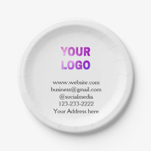 simple minimal add your logo/design here text pos paper plate