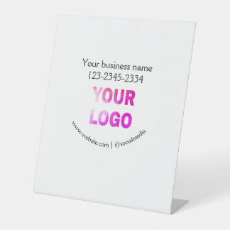 simple minimal add your logo/design here text  pos pedestal sign