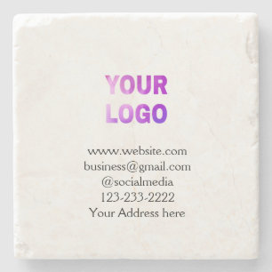 simple minimal add your logo/design here text pos stone coaster
