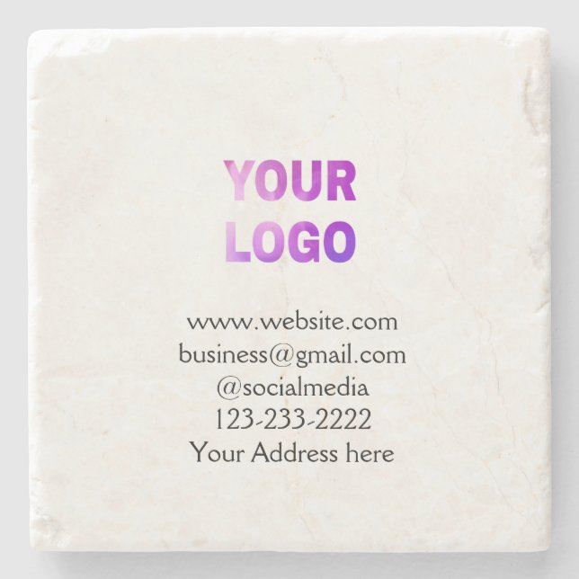 simple minimal add your logo/design here text  pos stone coaster (Front)