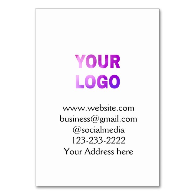 simple minimal add your logo/design here text  pos table number (Front)